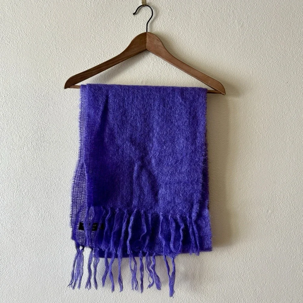 John‎ Hanly purple scarf wool mohair blend woven in Ireland